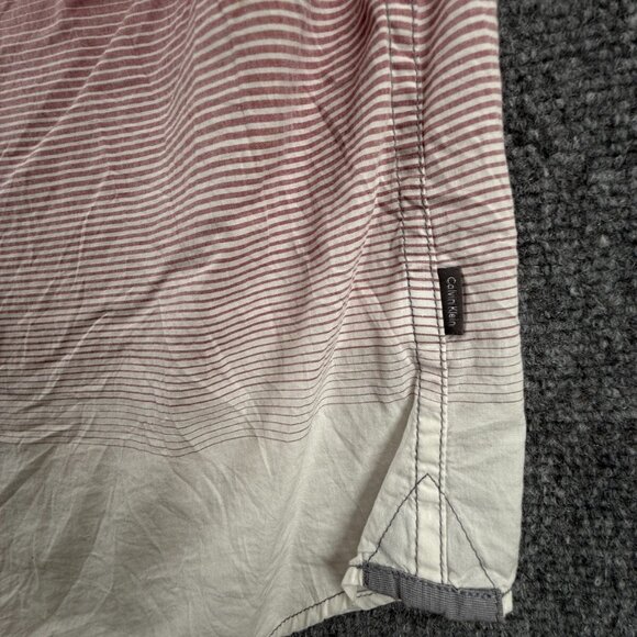Calvin Klein Button Up Shirt Men Gray Red 2XL Classic Fit Fade Cotton Woven - Picture 10 of 14